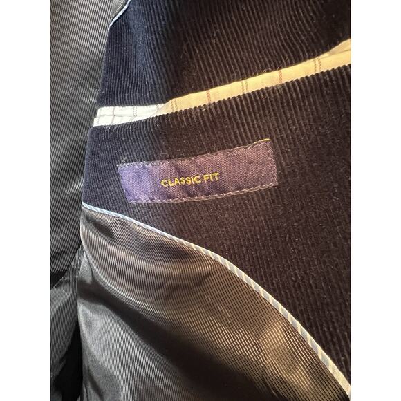 Stafford Signature‎ Mens Blazer 46R Corduroy Sport Coat Blue Cotton Elbow Patch - Picture 8 of 11